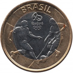 Moeda 1 real - 2015 - Comemorativa Olimpíada Rio 2016 Futebol