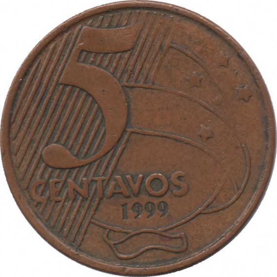 Moeda 5 centavos real - Brasil - 1999