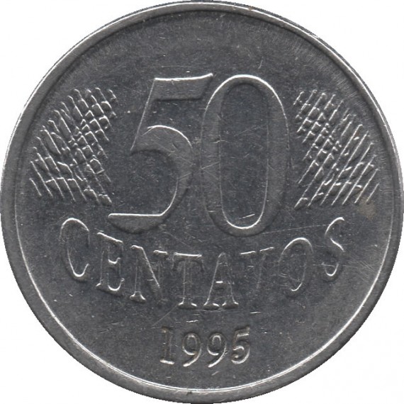 Moeda 50 centavos real - Brasil - 1995