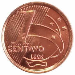Moeda 1 centavo real fc - brasil - 1998