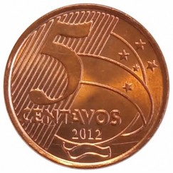 Moeda 5 centavos de real - brasil - 2012 - fc