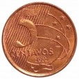 Moeda 5 centavos  - Brasil - 2002 SOB