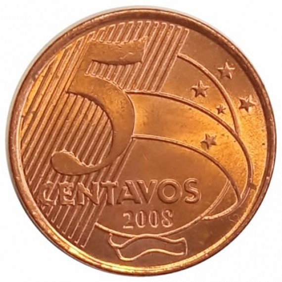 Moeda 5 centavos  - Brasil - 2008 SOB