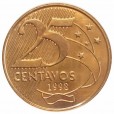Moeda 25 Centavos Real  - Brasil - 1998
