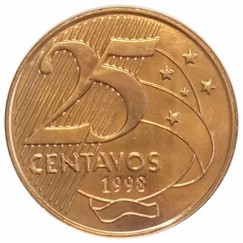 Moeda 25 Centavos Real  - Brasil - 1998