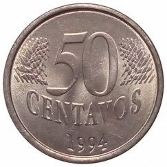 Moeda 50 Centavos Real - Brasil - 1994
