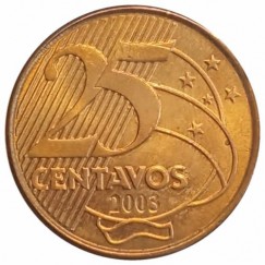 Moeda 25 Centavos Real  - Brasil - 2003
