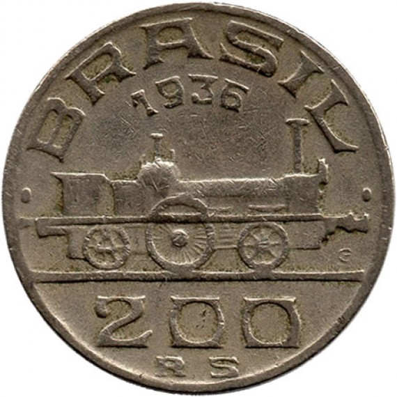 Moeda 200 Réis - Brasil - 1936 - REF:143