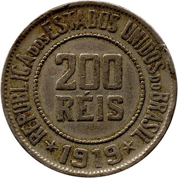 Moeda 200 Réis - Brasil - 1919 - REF:91