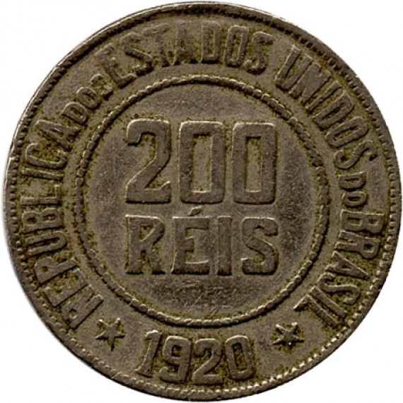 Moeda 200 Réis - Brasil - 1920 - REF:92