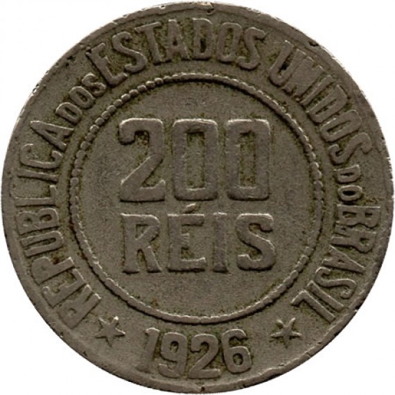 Moeda 200 Réis - Brasil - 1926 - REF:98