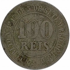 Moeda 100 reis - Brasil - 1885 - REF V015
