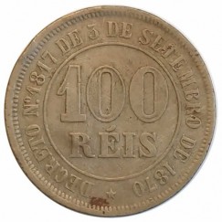 Moeda 100 reis - brasil - 1883