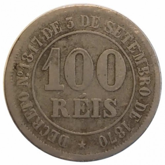 Moeda 100 reis - Brasil - 1881