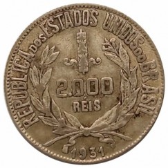 Moeda 2000 Reis - Brasil - 1931 REF:P717