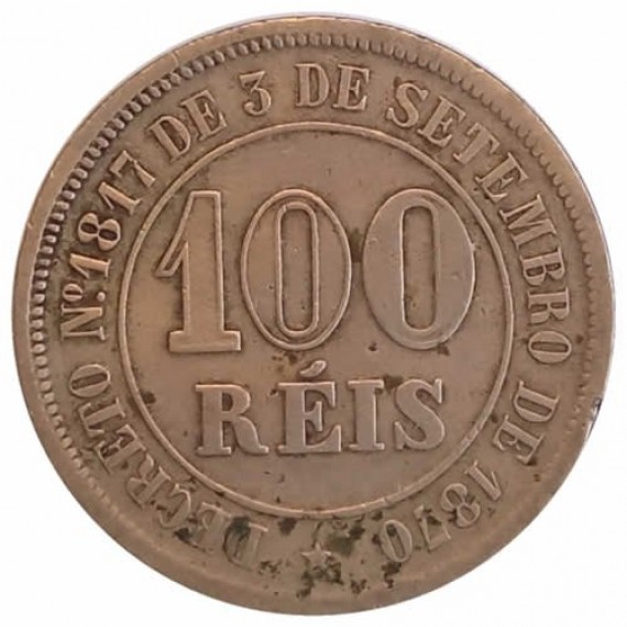 Moeda: 100 Reis - Brasil - 1883 REF: V013