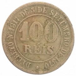 Moeda 100 Reis - Brasil - 1871