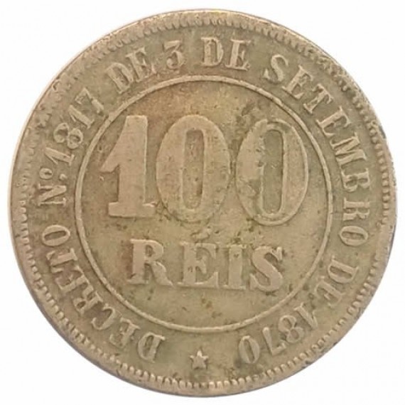 Moeda 100 Reis - Brasil - 1871