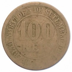 Moeda 100 Reis - Brasil - 1883