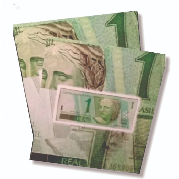 Cartela com cédula de R$ 1,00 (Brasil)