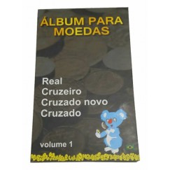 Álbum para moedas Volume I - Real, Cruzeiro, Cruzados novos e Cruzado 