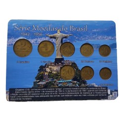 Cartela com 8 moedas - Serie Moedas do Brasil 1942 - 1956 