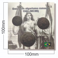 Cartela com  moedas 1901 (MCMI)