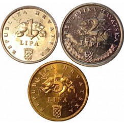 Set com 3 moedas - Croácia 