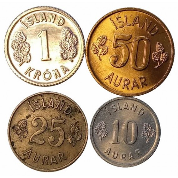 Set com 4 moedas - Islândia