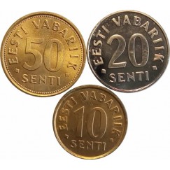 Set com 3 moedas - Estônia