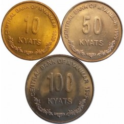 Set com 3 moedas - Myanmar - 1999