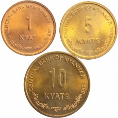 Set com 3 moedas - Myanmar - 1999 - B