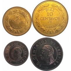 Set com 4 moedas  - Honduras