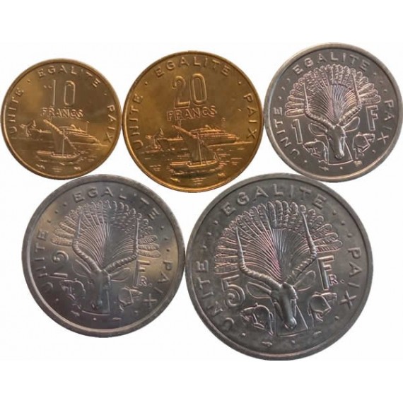 Set com 5 moedas  - Djibuti
