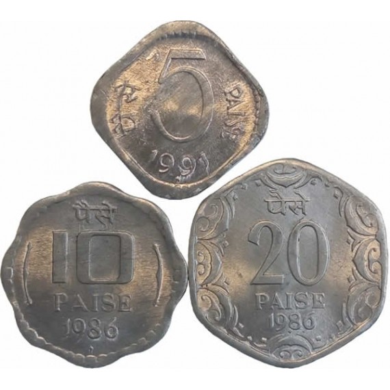 Set com 3 moedas - índia