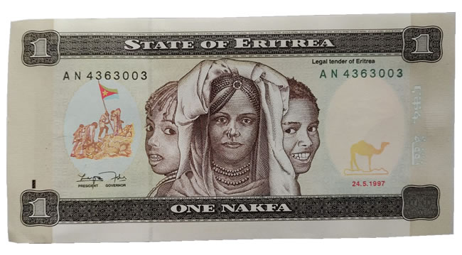 Cédula 1 nakfa - Eritreia - 1997 - FE