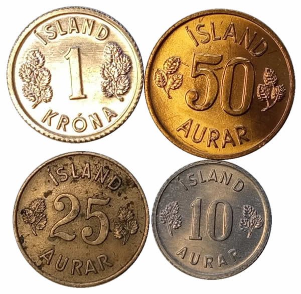 Set com 4 moedas - Islândia 