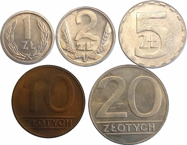 Set com 5 moedas - Polônia - 1990