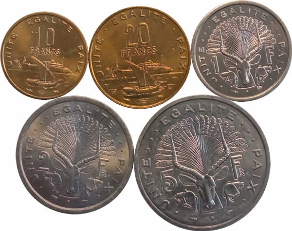 Set com 5 moedas  - Djibuti