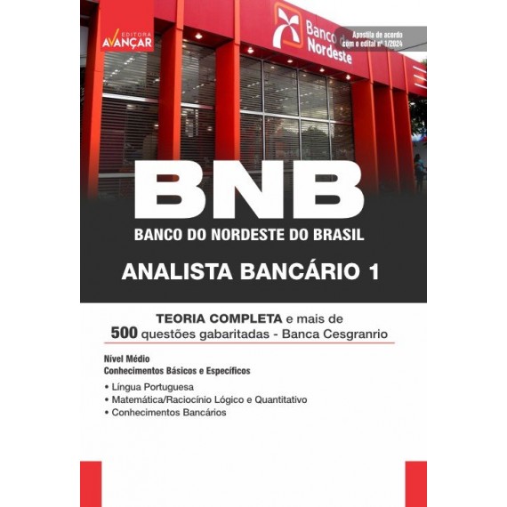 BNB 2024 - BANCO DO NORDESTE DO BRASIL - ANALISTA BANCÁRIO 1: IMPRESSA