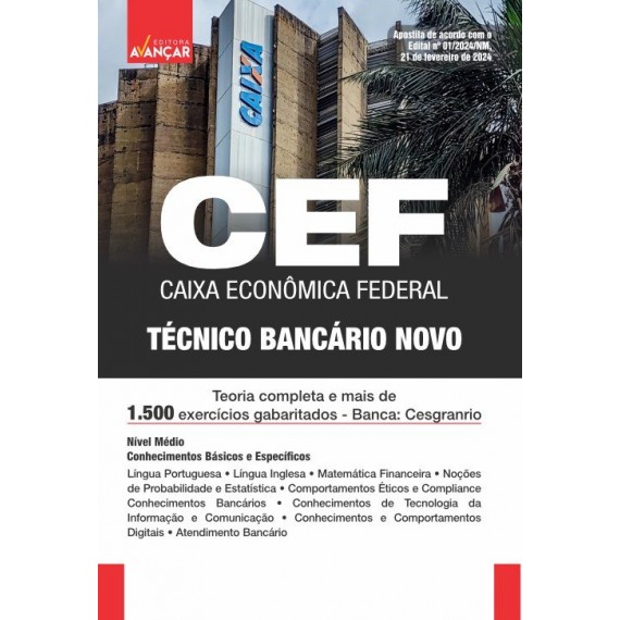 CEF 2024 - Caixa Econômica Federal - Técnico Bancário Novo: IMPRESSO + E-BOOK - FRETE GRÁTIS