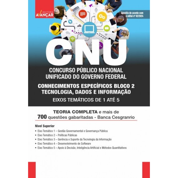 CNU - Concurso Nacional Unificado - BLOCO 2 - CONHECIMENTOS ESPECÍFICOS - Eixos Temáticos 1 até 5 - E-BOOK - Liberação Imediata