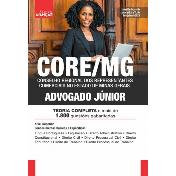 CORE MG - Conselho Regional Dos Representantes Comerciais no Estado de Minas Gerais - ADVOGADO JÚNIOR: IMPRESSA + E-BOOK