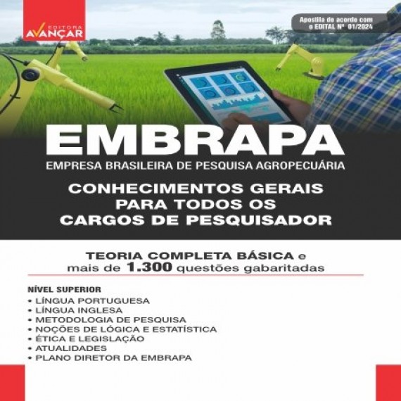 EMBRAPA - CONHECIMENTOS GERAIS PARA TODOS OS CARGOS PESQUISADOR: E-BOOK - Liberação Imediata