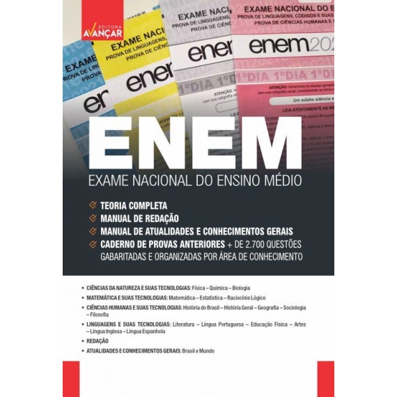 ENEM - EXAME NACIONAL DO ENSINO MÉDIO - Teoria Completa + Manual de Redação + Conhecimentos Gerais + Caderno de Provas: E-BOOK - Liberação Imediata