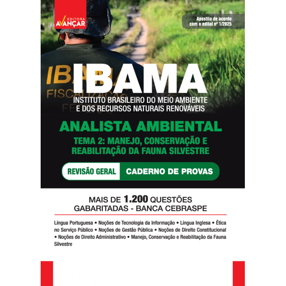 IBAMA 2025 - ANALISTA AMBIENTAL Tema 2: Manejo, Conservação e Reabilitação da Fauna Silvestre - Caderno de Provas