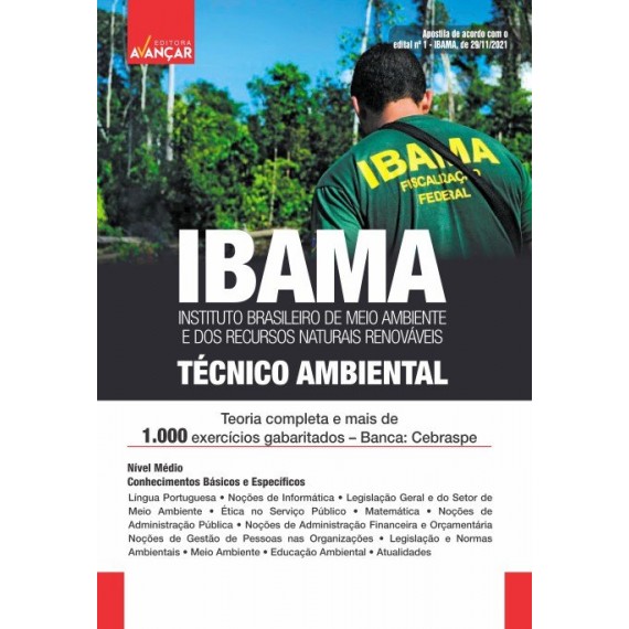 IBAMA - Edital 2021/2022 - Técnico Ambiental - Completa e Atualizada: Impresso