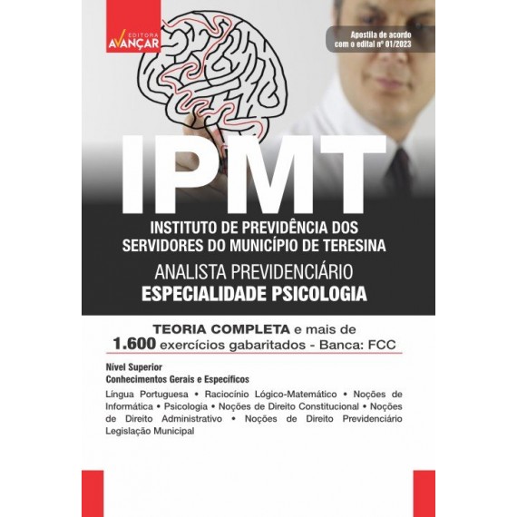 IPMT - INSTITUTO DE PREVIDÊNCIA DOS SERVIDORES DO MUNICÍPIO DE TERESINA - PI - ANALISTA PREVIDENCIÁRIO - ESP. PSICOLOGIA: IMPRESSO - Frete grátis