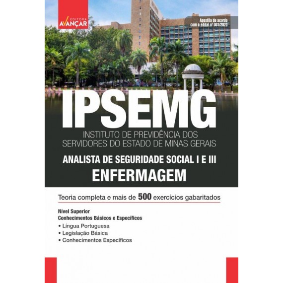 IPSEMG - Analista de Seguridade Social I e III – Enfermagem: IMPRESSA - Frete grátis + E-book de bônus com Liberação Imediata