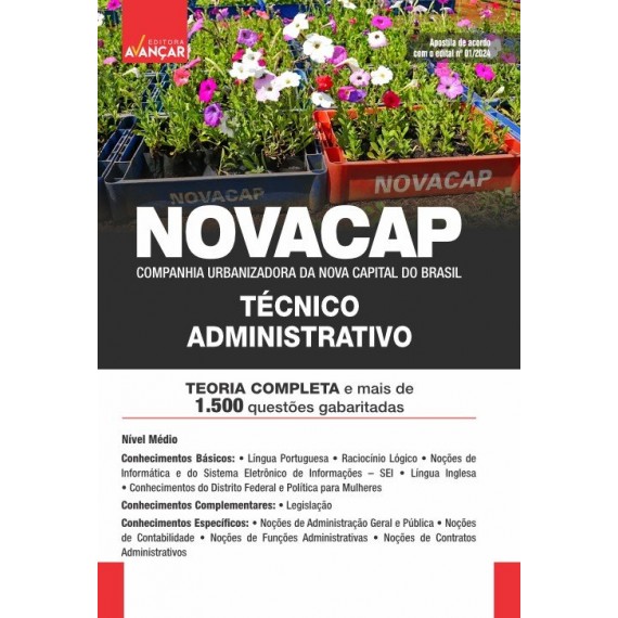 NOVACAP - Companhia Urbanizadora da Nova Capital do Brasil - Técnico Administrativo: IMPRESSA + E-BOOK - FRETE GRÁTIS